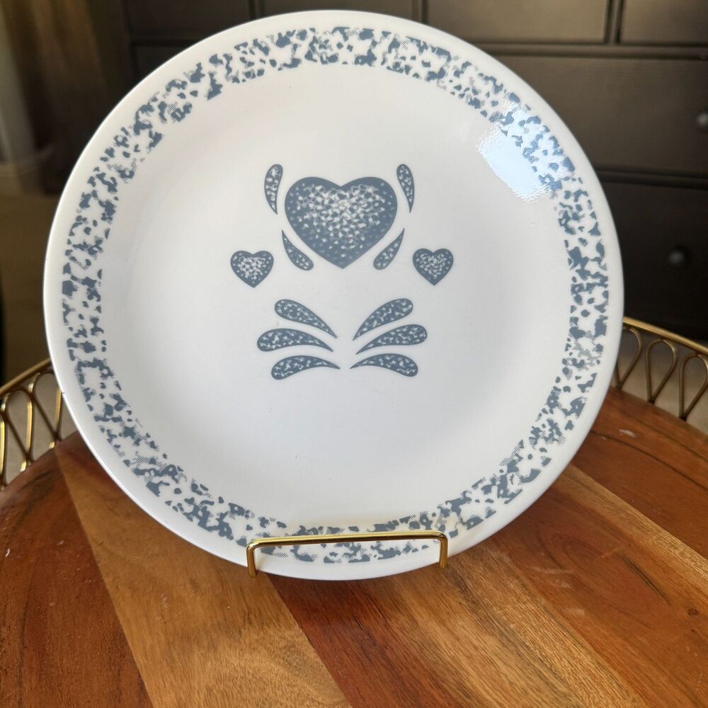 Corning Corelle “Blue Hearts” Sponge Bread/Salad/Dessert Plate 2